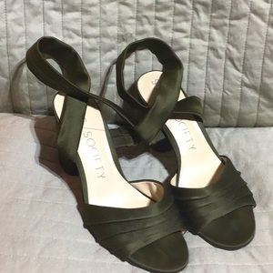 Sole Society Selbie Satin ruched wrap ankle heels